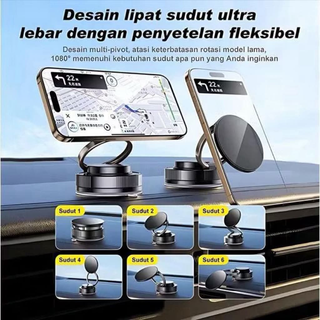 Holder Mobil Hp Magnet CT028 Car Mount Bracket 360 Derajat Vacum Stuction Magnetic Kaca