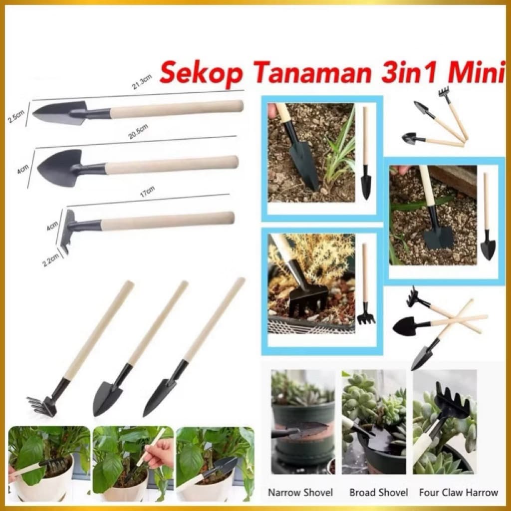(GROSIRAN) Sekop Tanaman Mini 3in1 Alat Berkebun Sekop Set Garpu Cangkul Garden Tools Taman Rumahan