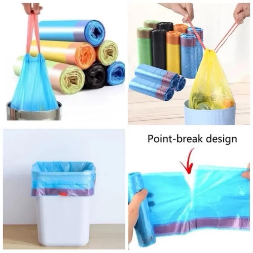 (GROSIRAN) Kantong Plastik Sampah Rol + Tali Bahan Kuat Bagus 1 Rol isi 15 pcs