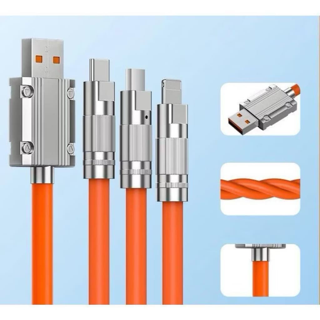(GROSIRAN) KABEL DATA 120W 3 IN 1 FAST CHARGING KABEL DATA SILIKON 3IN1 1M MICRO TYPE-C IPHONE