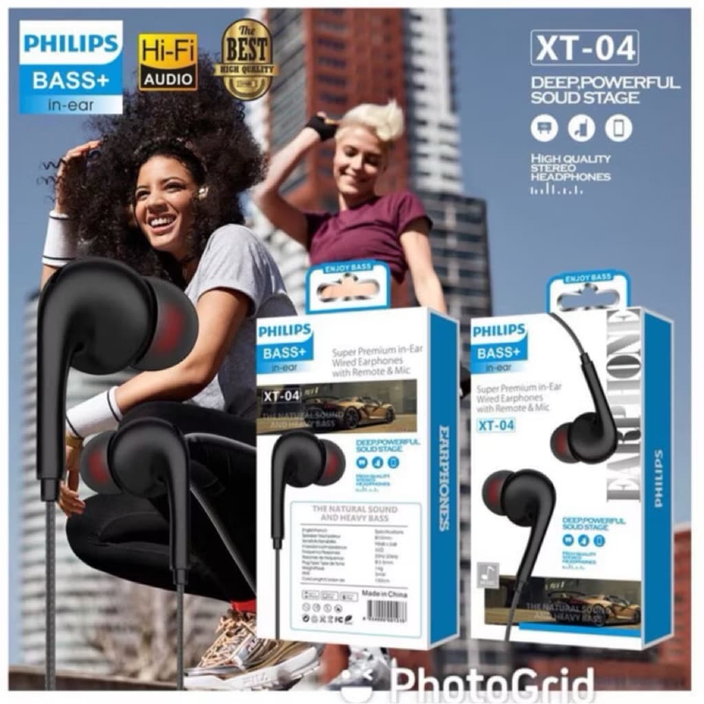(GROSIRAN) Headset Philips Seri XT Super Bass High Quality Stereo Headphones