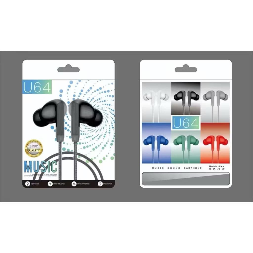 (GROSIRAN) Handsfree Headset Macaron U61 + Mic Headset Stereo Sound Earphone Music Best Quality Kabel Jack 3,5mm