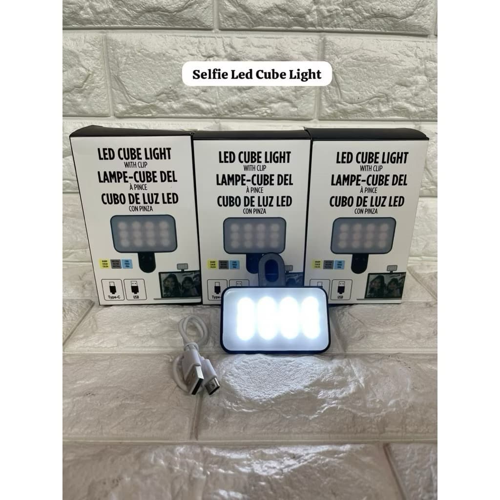 (GROSIRAN) Lampu Selfie Led Cube Light Portable Lampu Selfie Mini Fill Light Clip Live Streamer Serbaguna