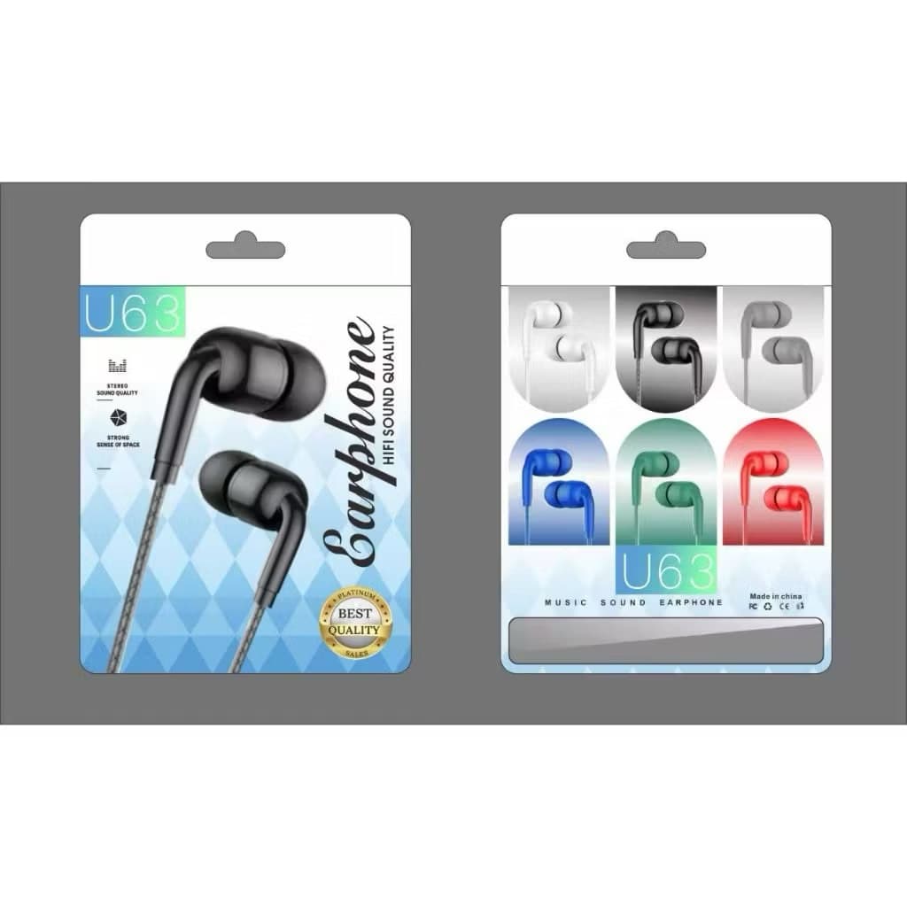 (GROSIRAN) Handsfree Headset Macaron U61 + Mic Headset Stereo Sound Earphone Music Best Quality Kabel Jack 3,5mm