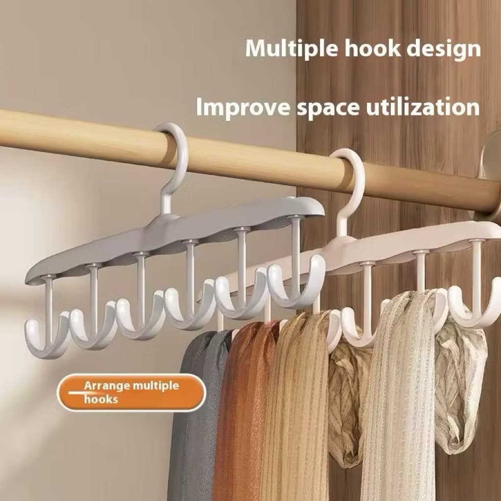 Gantungan Hanger 12 Hook Plastik Gantungan Pakaian Tas Topi Ikat Pinggang Multilayer Serbaguna
