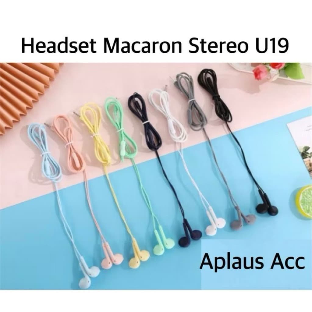 (GROSIRAN) Handsfree Headset Macaron Warna U19 Original Stereo Extra Bass