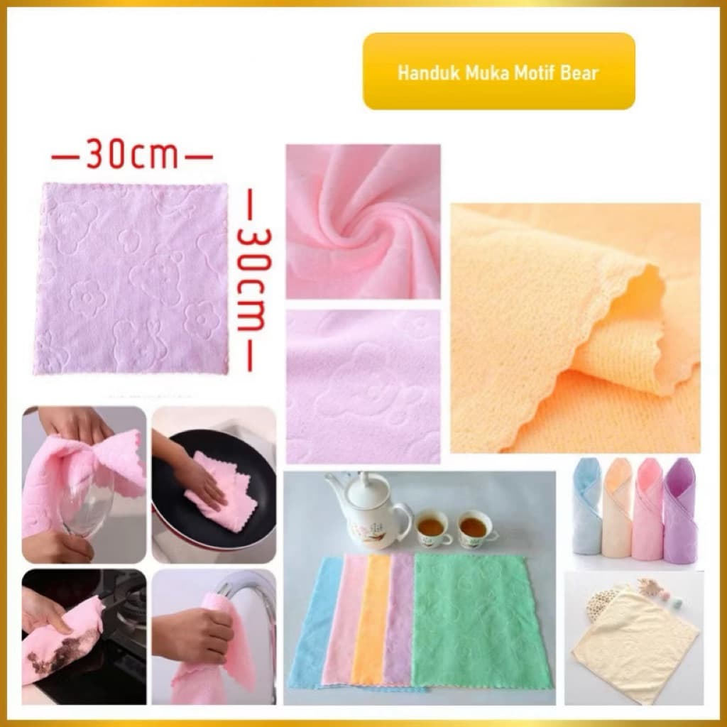 (GROSIRAN) Handuk Muka Lembut Motif Handuk Wajah Face Towel Serbaguna 30x30