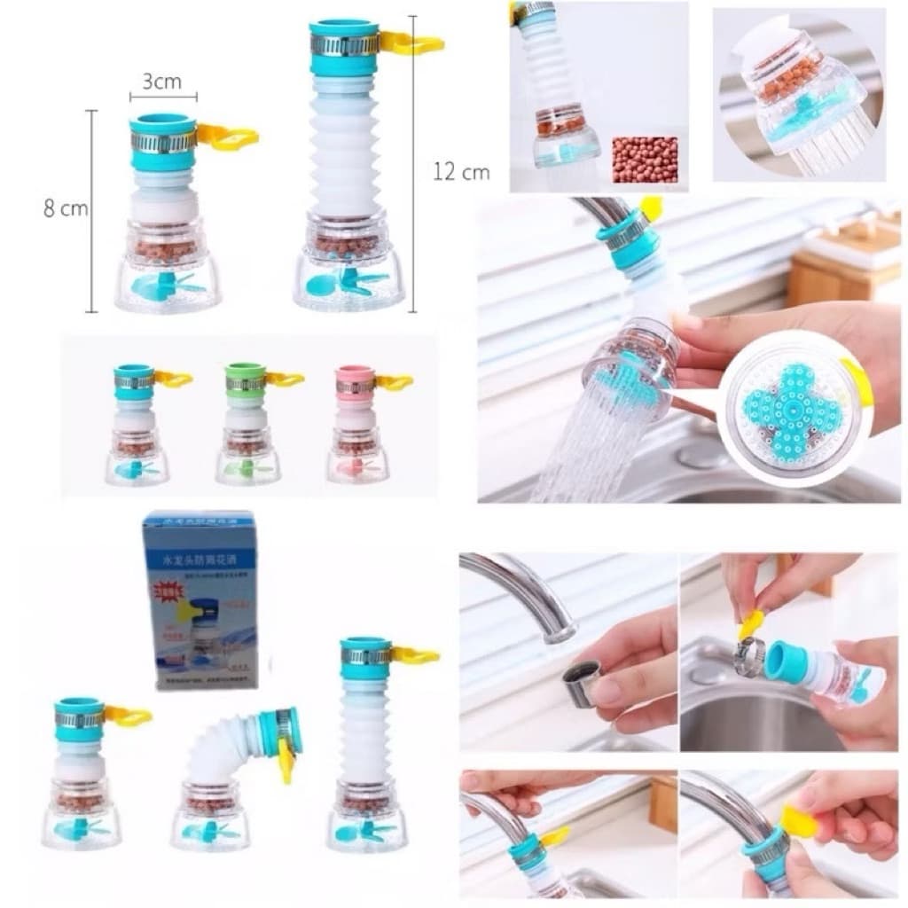 (GROSIRAN) Filter Keran Air 360 Derajat Sambungan Kran Air Batu Ion Flexibel Ori Saringan non pack