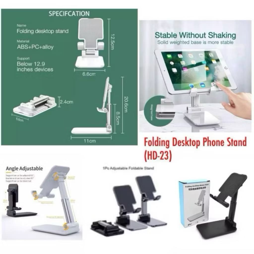 Stand Holder HP Folding HD-23 / Dudukan Ponsel Adjustable Untuk Meja HD23