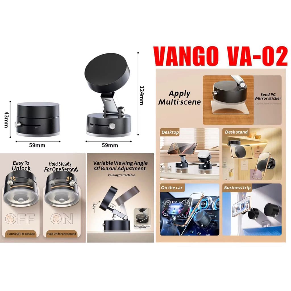(GROSIRAN) Holder HP Mobil Dasbor Magnetic Superkuat VA-02 Vacum Suction Cup  Dudukan HP