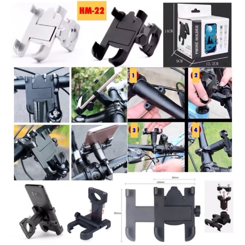 (GROSIRAN) Holder Stang Motor / Sepeda HM-22 Bahan Besi HM22