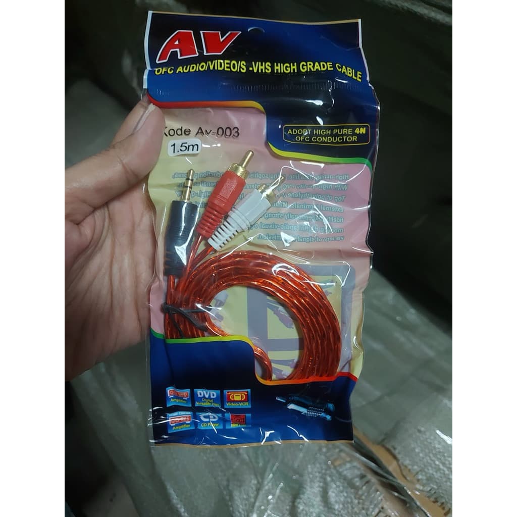 (GROSIRAN) Kabel audio 2 in 1 Jack 3.5mm to Rca 2 audio 1.5meter