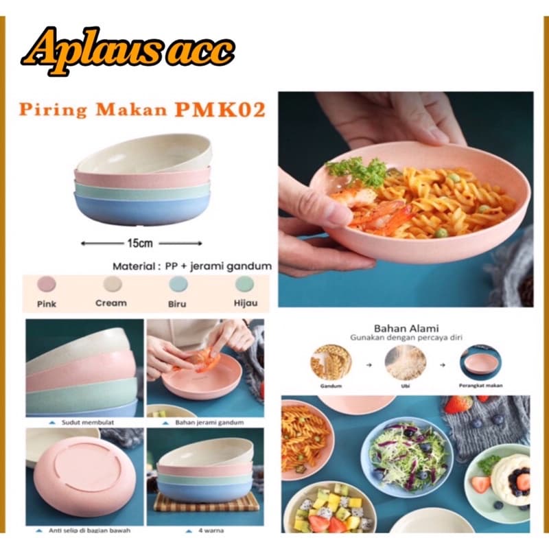 Piring Mangkok Makan Wheat Straw Warna Warni Piring Mangkok PMK02