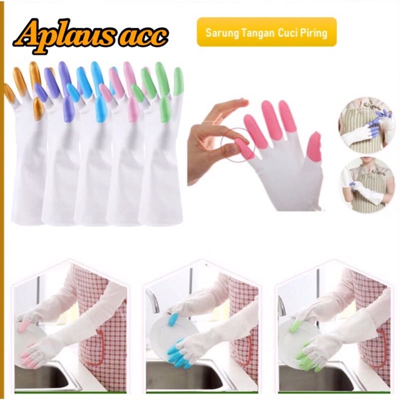 Sarung Tangan Cuci Piring Silikon Magic Rubber Gloves Cleaning Servis