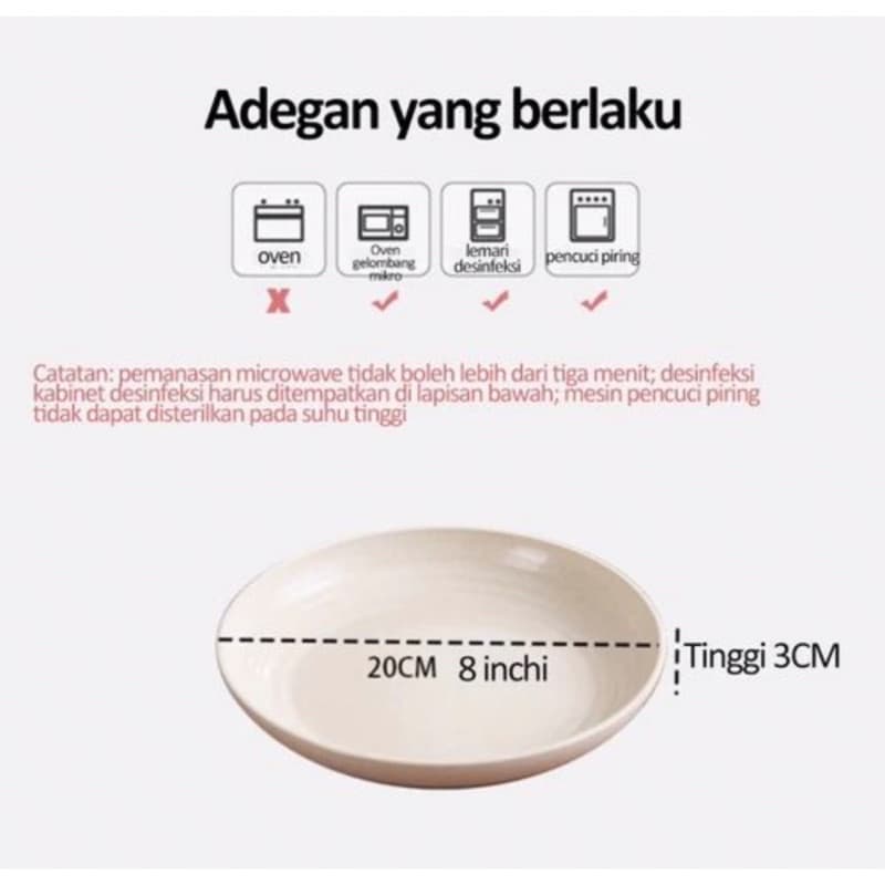 Piring Makan Wheat Straw Warna Warni Bahan jerami Gandum PRM05