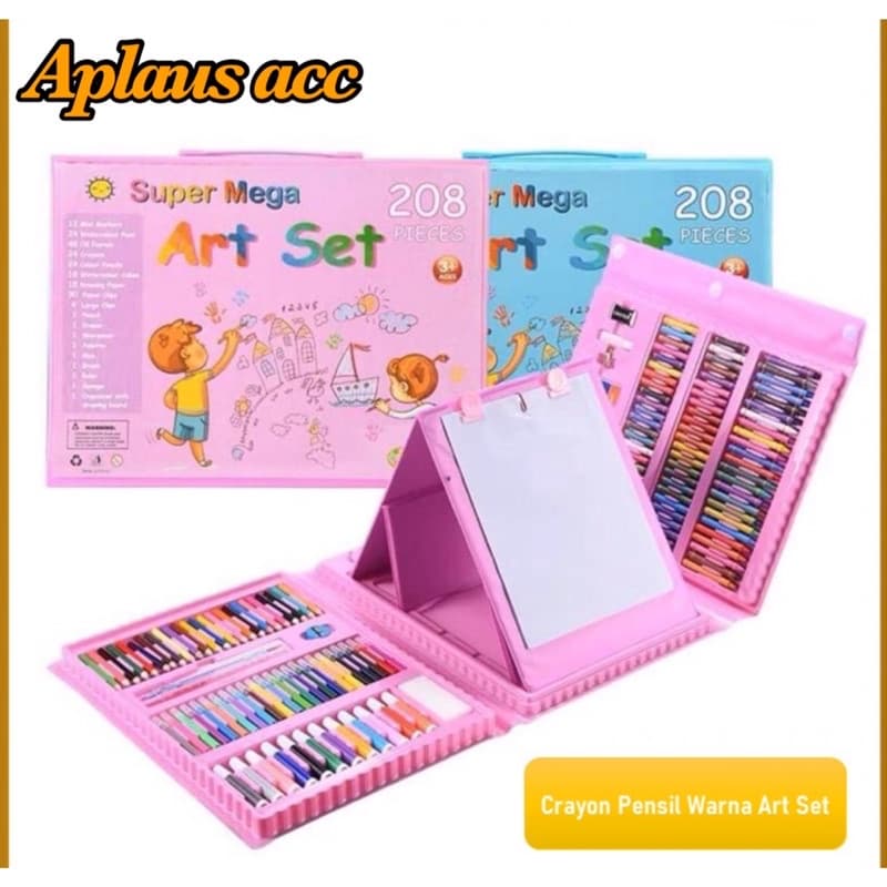 Crayon Set 208pcs Alat Set Menggambar Mewarnai Anak-Anak Crayon Cat Air Pensil
