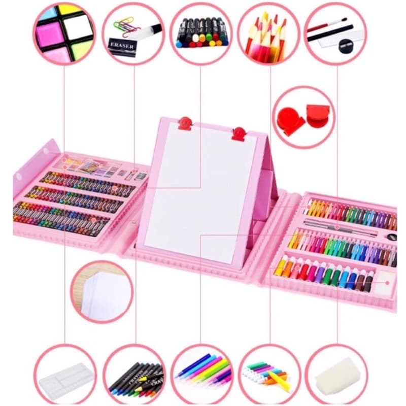 Crayon Set 208pcs Alat Set Menggambar Mewarnai Anak-Anak Crayon Cat Air Pensil