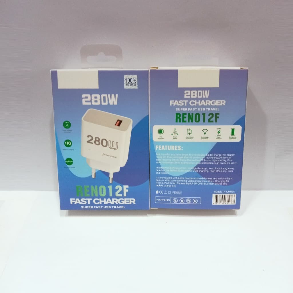 Batok Adapter  For OPP RENO 12F Fast Charger 280W Batok Kepala Casan Universal Support Fast Charging