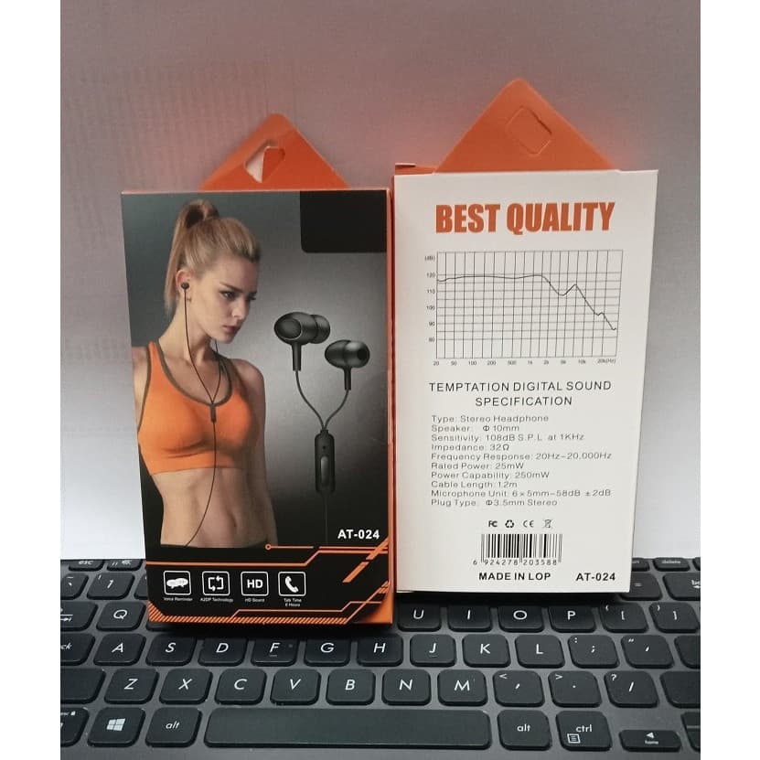 (GROSIRAN) Handsfree AT-024 Extra Bass + Earphone Best Quality Headphone With Mic