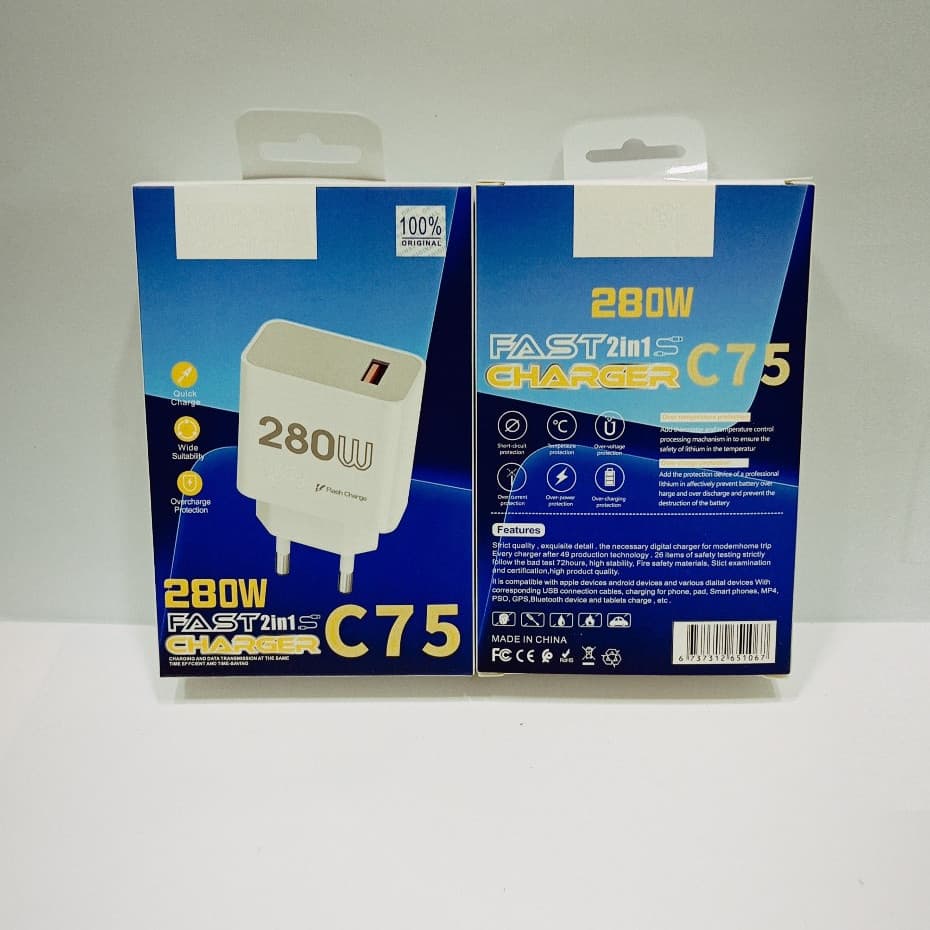 Batok Kepala Casan Hp Universal For P0C0 C75 Fast Charger 280W Support Fast Charging Batok Adaptor