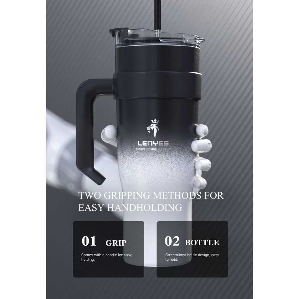 Tumbler LENYES LWB201 1.2 Liter Grip Portable Stainless Botol Air Minum Gagang Jumbo Tahan Panas dan Dingin Vacuum Car Cup