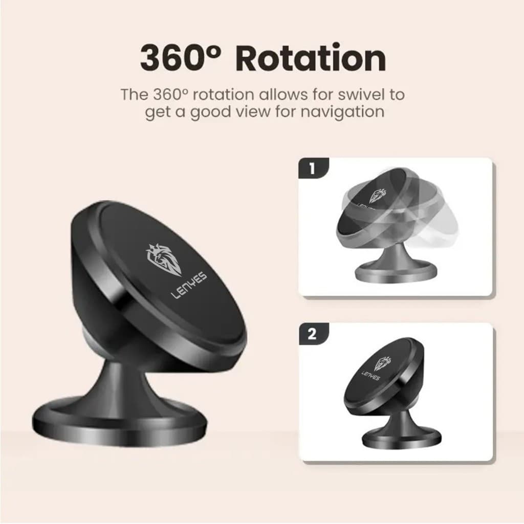 Phone Car Holder LENYES CR95 Magnetic 360 Degree Rotation Stand Dudukan Magnet Untuk HP Di Dashboard Mobil