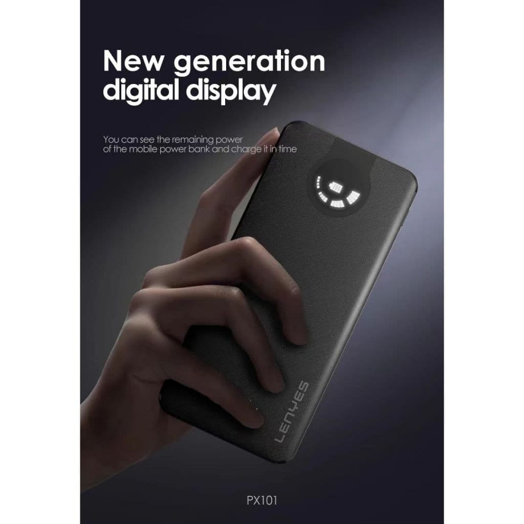 Powerbank 10000mAh LENYES PX101 Mini Slim Portable With 3 Kabel Output Lightning Type C Micro Power Bank
