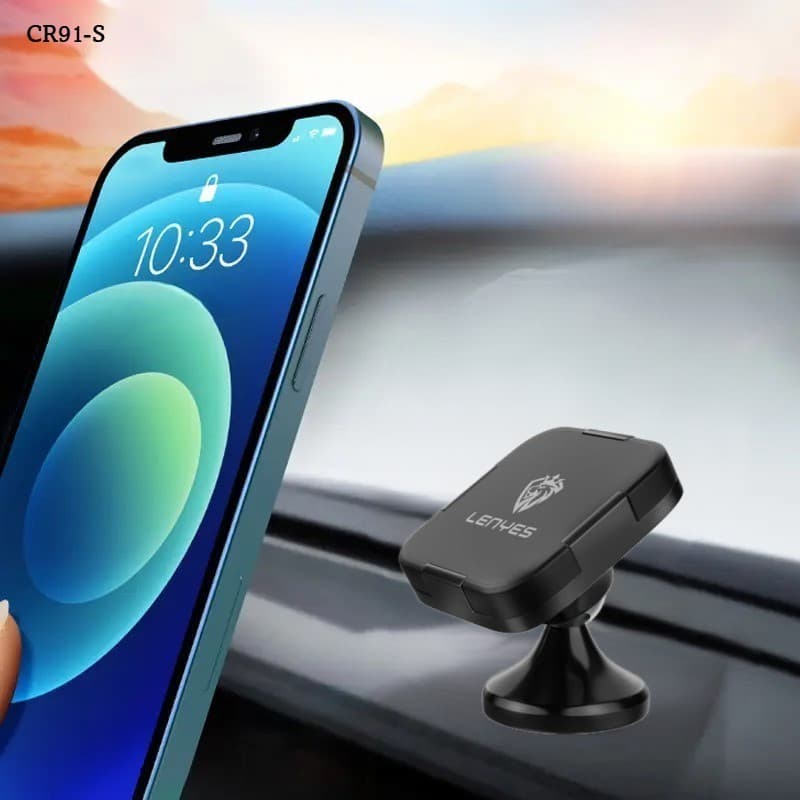 Phone Car Holder LENYES CR91-S Magnetic 360 Degree Rotation Stand Dudukan Magnet Untuk HP Di Dashboard Mobil