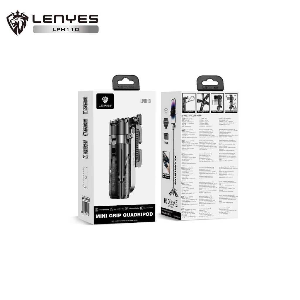 Tongsis LENYES LPH110 Mini Tripod Selfie Stick Kamera HP With Remote Bluetooth Monopod Portable Untuk Hand Phone