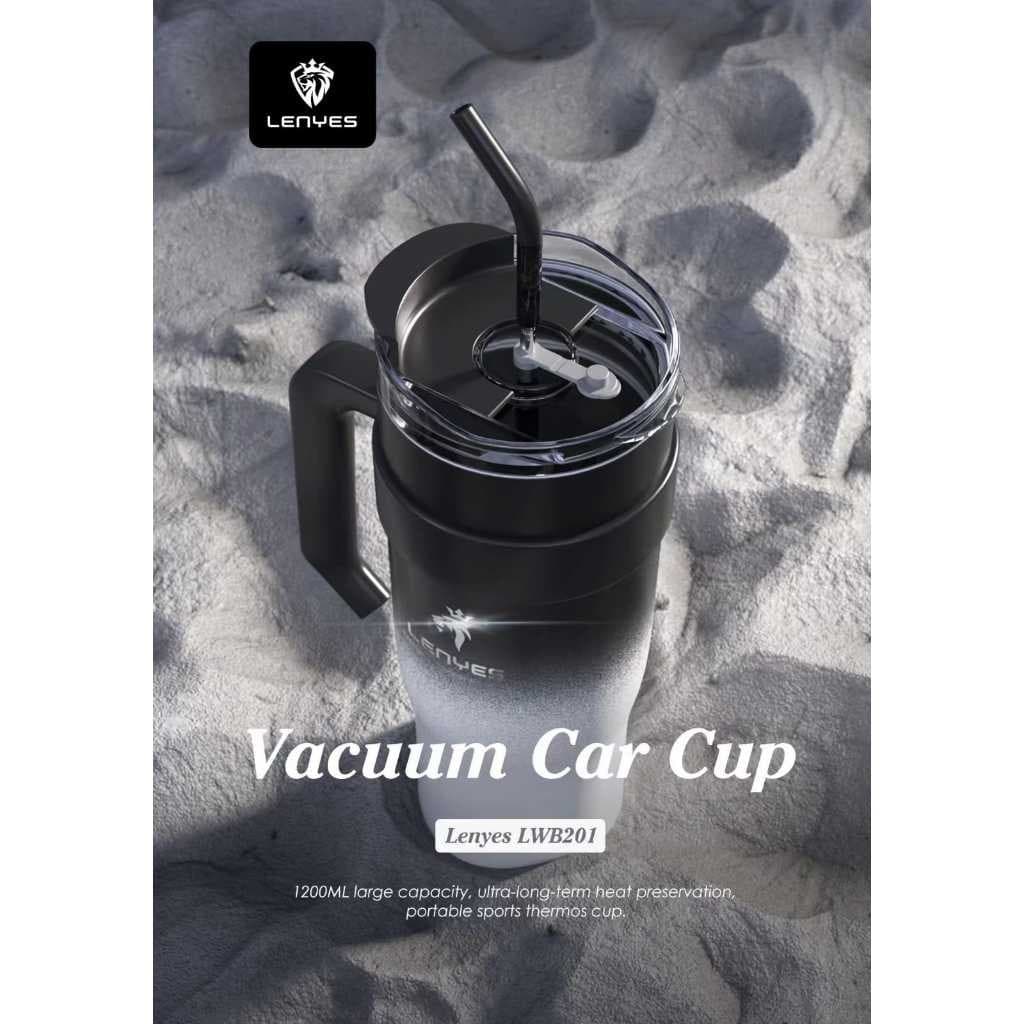 Tumbler LENYES LWB201 1.2 Liter Grip Portable Stainless Botol Air Minum Gagang Jumbo Tahan Panas dan Dingin Vacuum Car Cup