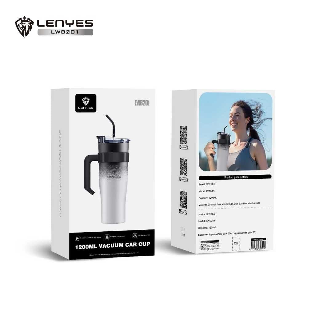 Tumbler LENYES LWB201 1.2 Liter Grip Portable Stainless Botol Air Minum Gagang Jumbo Tahan Panas dan Dingin Vacuum Car Cup