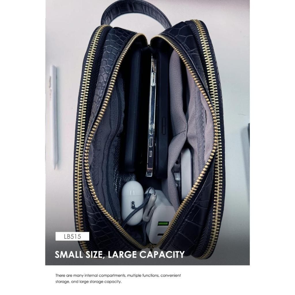 Tas Gadget Organizer LENYES LB515 Travel Pouch 3 Layer Multi Pockets Storage Mini Handbag Aksesoris