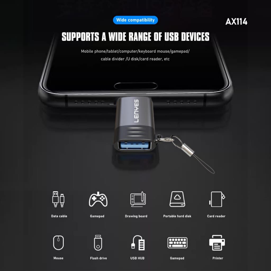OTG Adapter USB  LENYES AX114  To Micro Connector Converter Data Plug & Play