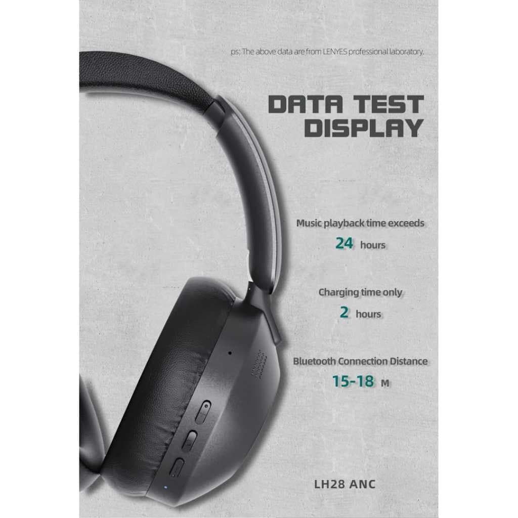 Headset LENYES LH28 Wireless Bluetooth 5.4 Hybrid ANC Headphone Foldable Heavy Bass Hifi Stereo With Mic