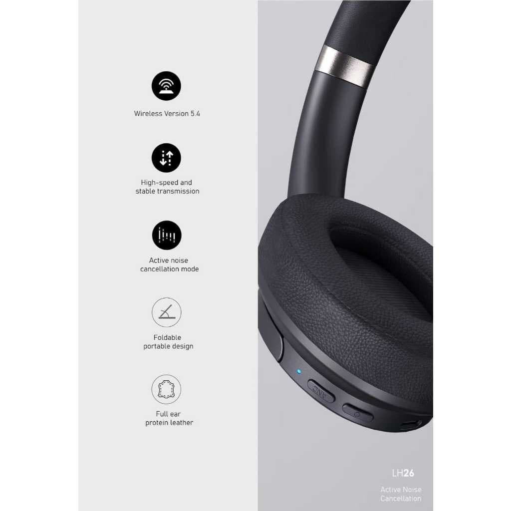 Headset LENYES LH26 Wireless Bluetooth 5.4 Hybrid ANC Headphone Foldable Heavy Bass Hifi Stereo With Mic