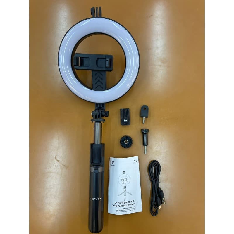 Tongsis Ring Light LENYES LPH102 Selfie Stick Tripod Kamera HP With Remote Bluetooth Monopod Portable