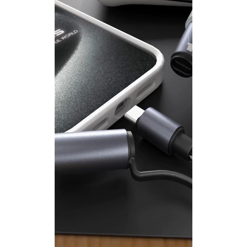 Kabel Data 4 In 1 LENYES LC111  Fast Charging 60W Type C To Type C Multifungsi Korek Api Elektrik Lampu LED 1 Meter