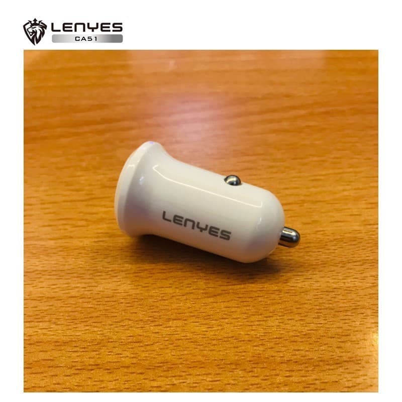 Mini Car Charger LENYES CA51 2.4A Dual Port USB Adaptor Saver Mobil Untuk HP