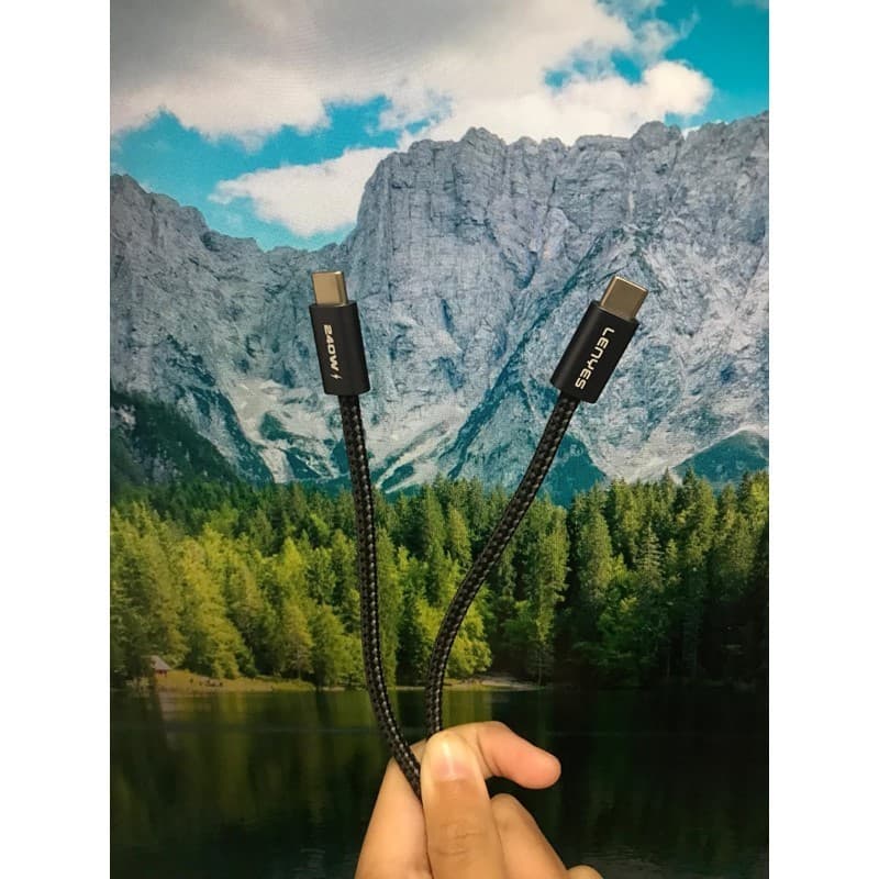 Kabel Data LENYES LC522 240W Fast Charging Type C To Type C Data Cable Charger Braided Nylon 1.2 Meter