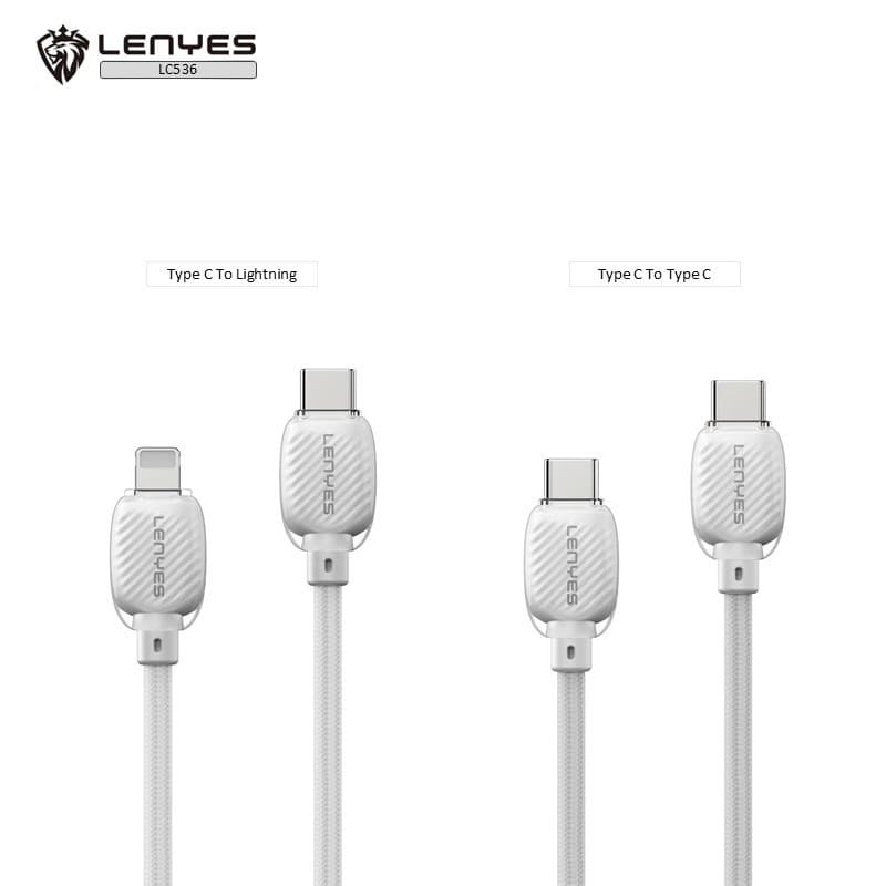 Kabel Data LENYES LC536 Fast Charging 27W Lightning 60W Type C Braided Data Cable Charger 1 Meter