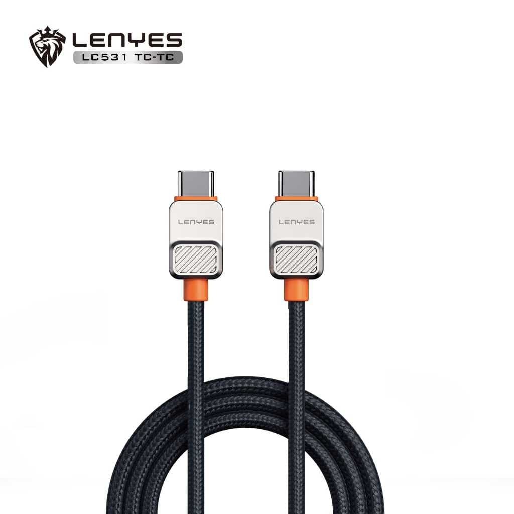 Kabel Data LENYES LC531 Fast Charging 27W Lightning 60W Type C Data Cable Charger Nylon Braided 1 Meter