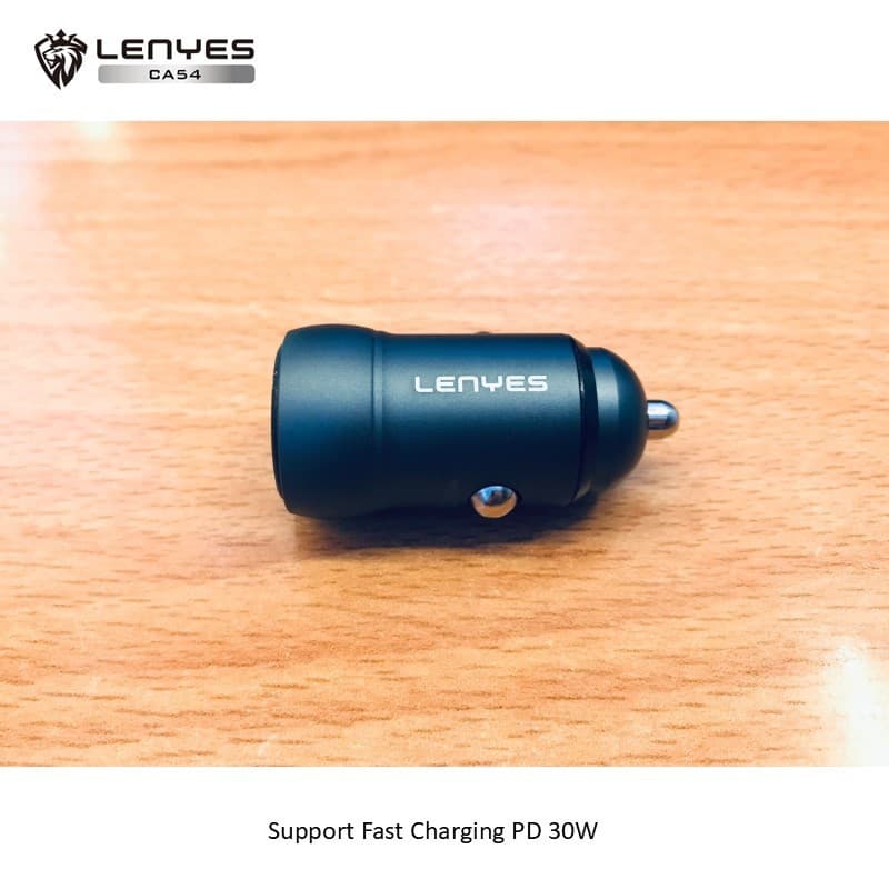 Adaptor Saver Mobil LENYES CA54 PD30W Mini Car Charger Fast Charging Type C Port Untuk HP