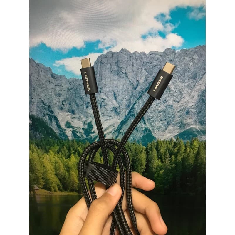 Cable Data LENYES LC522 240W Fast Charging Type C To Type C Charger Kabel Data Braided Nylon 1.2 Meter
