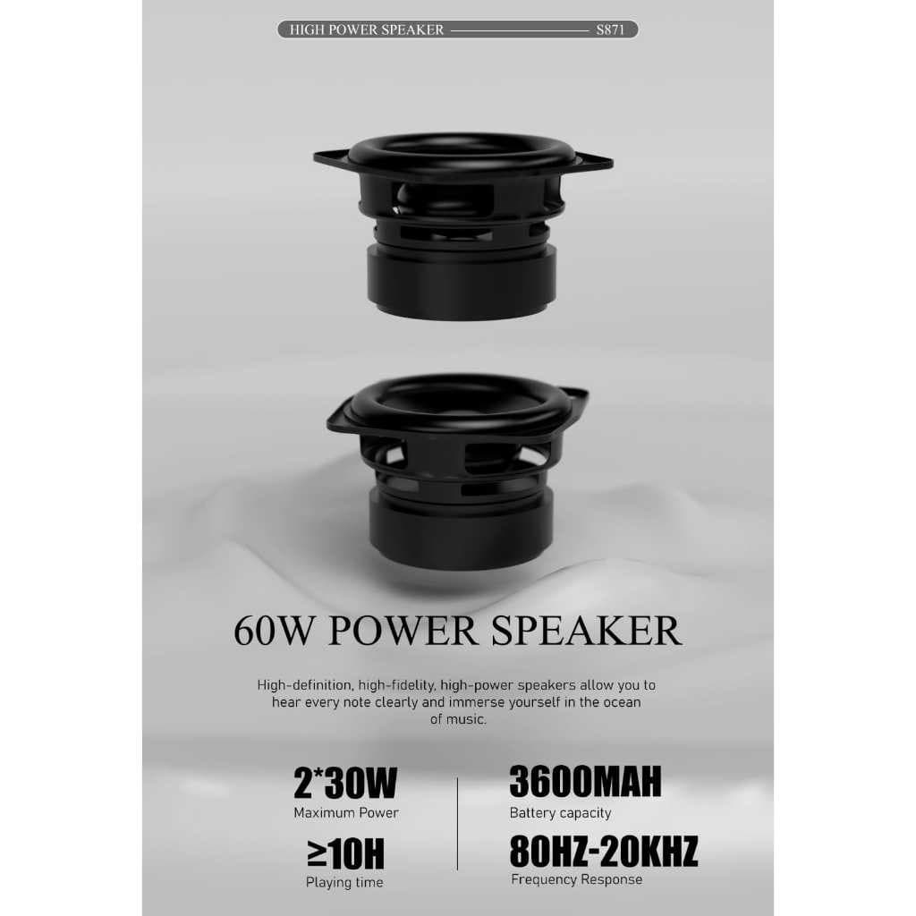 LENYES S871 60W Wireless Speaker Bluetooth 5.3 Portable RGB Light TWS Waterproof IPX6