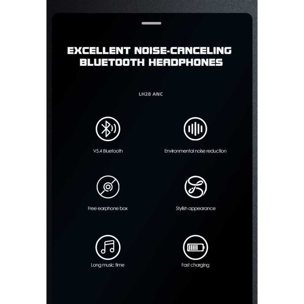 Headset Bluetooth LENYES LH28 Wireless 5.4 Hybrid ANC Headphone Foldable Heavy Bass Hifi Stereo With Mic