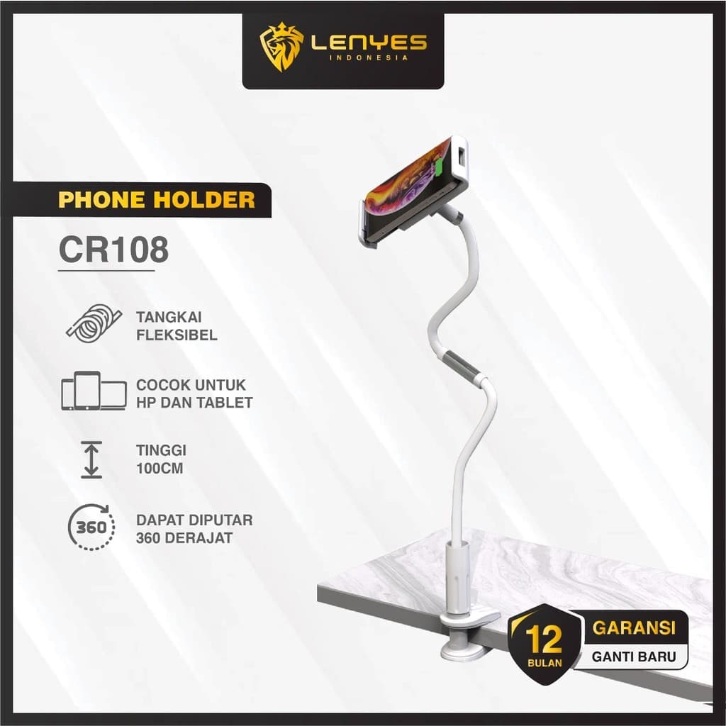 Lazy Pod LENYES CR108 Stand Holder Meja Flexible 1 Meter untuk Smartphone & Tablet Original