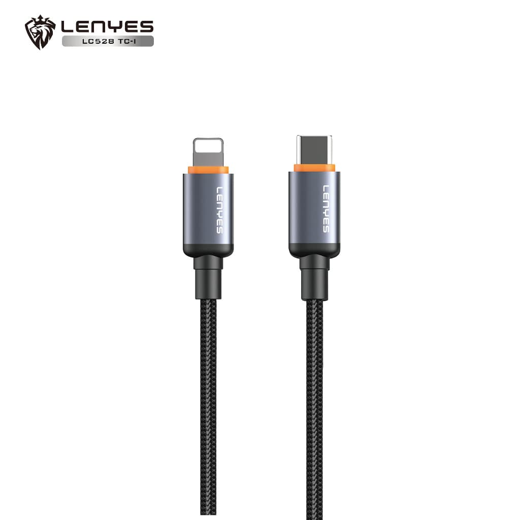 Kabel Data LENYES LC528 Fast Charging Lightning 27W Type C 60W Data Cable Charger Braided Nylon 1 Meter
