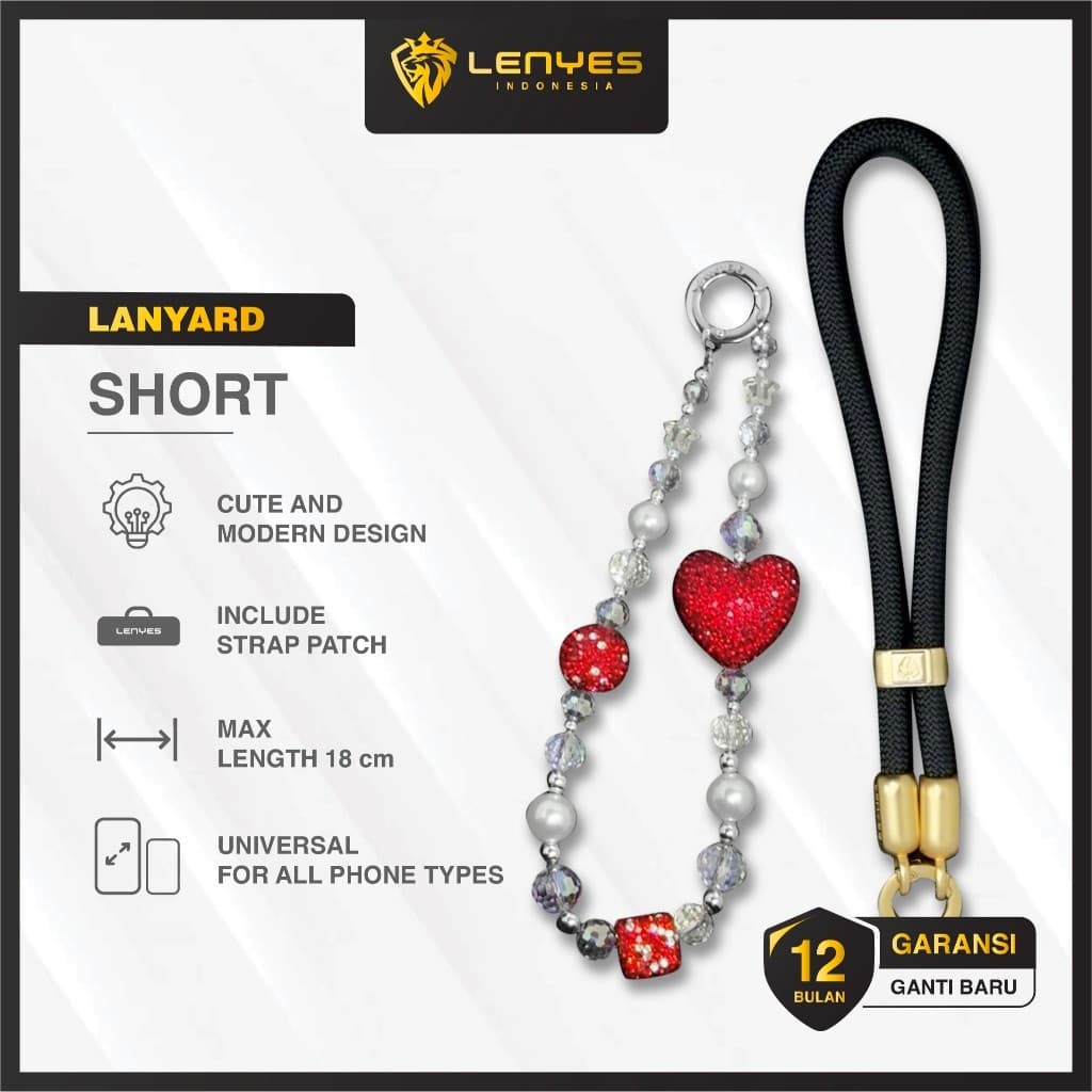 Lanyard Casing Handphone LENYES Short Korean Style Universal Bracelet Strap Tali gantungan Pendek HP