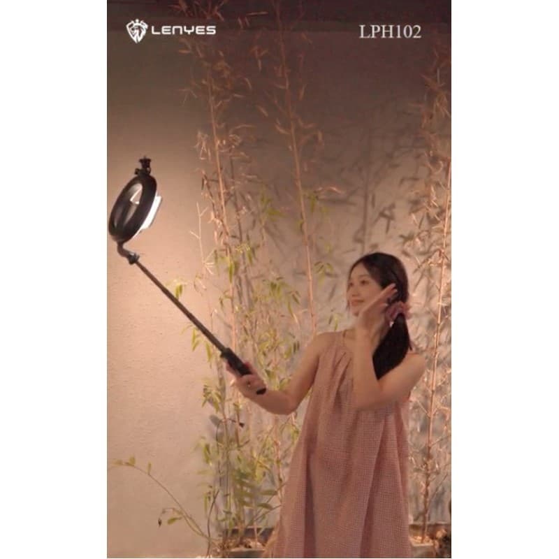 Tongsis Ring Light LENYES LPH102 Selfie Stick Tripod Kamera HP With Remote Bluetooth Monopod Portable
