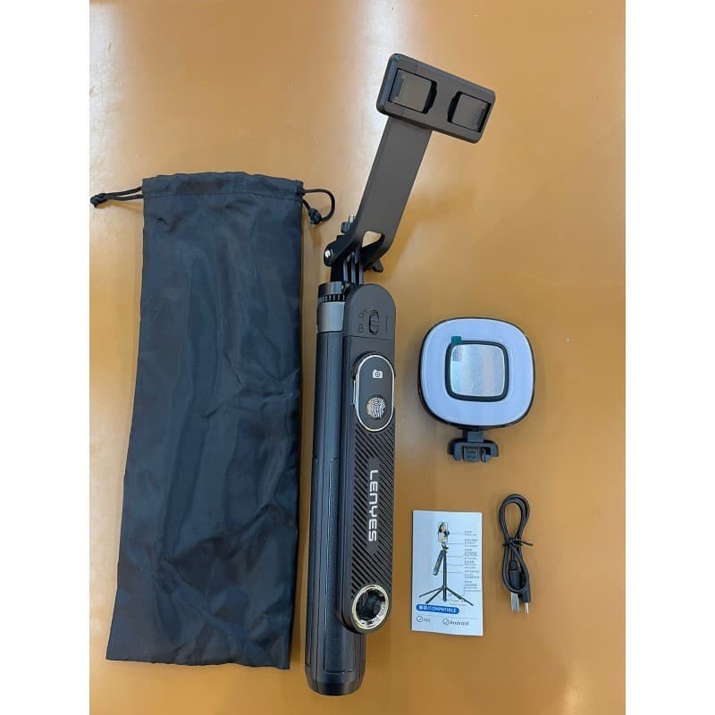 Tongsis Selfie LENYES LPH103  Stick Tripod Kamera HP With Remote Bluetooth Lampu LED Monopod Portable